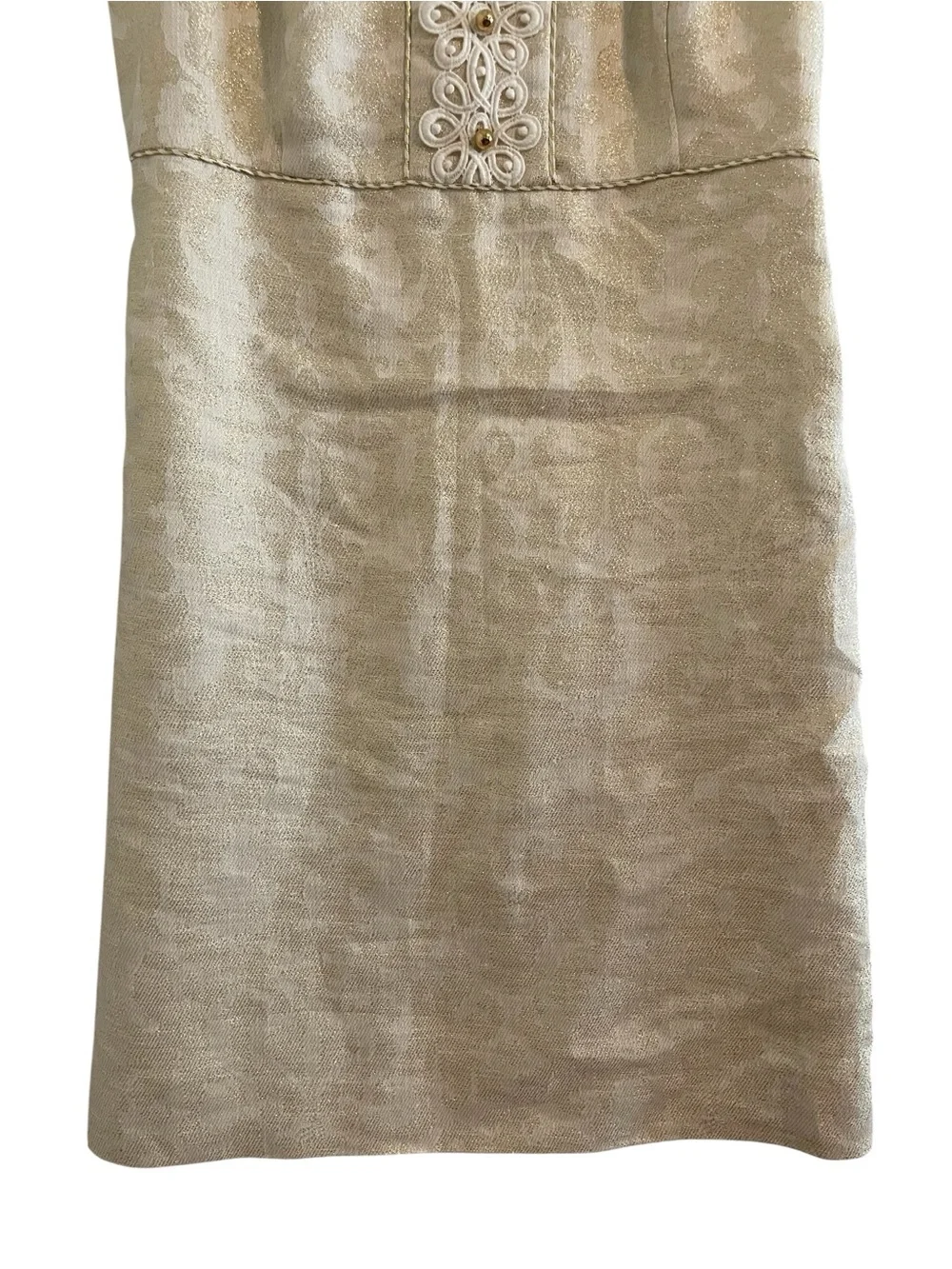 Lilly Pulitzer Jacqueline Cream Gold Sleeveless Shift Dress Size 4